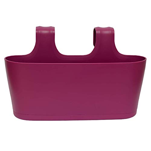 3X Blumenkasten oval Balkon Übertopf Pflanzkasten Blumentopf zum Hängen mit Wasserspeicher Farbe lila – Bild 4