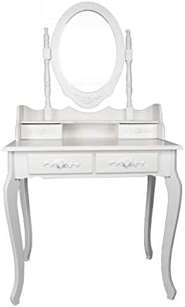 Viscologic Pearl Wooden Mirrored Makeup Vanity Table White