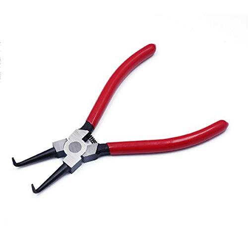Bent Nose Circlip Plier 6"/150mm Internal Bent Plier C Clip Remover Tool for Electrical and Wood Work, DIY and Jewellery Making (Red, 1Pcs)