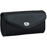 The Nekid Cow |Black Leather Motorcycle Windshield Bag with Strong Closure- Premium Synthetic Leather Reinforced Perfect for Riding Accessory (TwistLock)