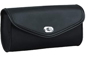 The Nekid Cow |Black Leather Motorcycle Windshield Bag with Strong Closure- Premium Synthetic Leather Reinforced Perfect for Riding Accessory (TwistLock)