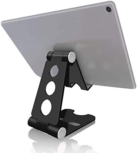 TP Adjustable Multi-Angle Cellphone Tablet Stand,Foldable Pad Holder Compatible with iPad Air Pro iPad Mini iPhone X XR XS Max 8 7 6 Plus Samsung Galaxy Tab,4 to 13 inch Device (Black)