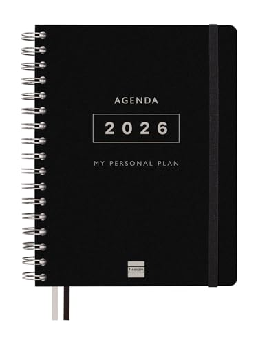 Finocam - Kalender Tempus, 16 Monate 2025/2026, Wochenansicht, September 2025 - Dezember 2026, 16 Monate, Schwarz, Spanisch