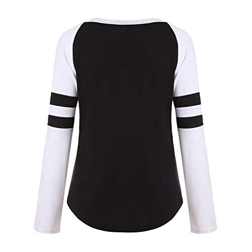 Mayunn Women's Sexy Long Sleeve V Neck Shirts Patchwork Cross Undershirts T-Shirt Blouse Tops