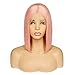 Loviness Short Bob Wig Pink Human Hair Wigs 8’’ 10’’ 12’’ 14’’ Middle Part Lace Front Silky Straight Hair Wigs 180% Density 13X4 Frontal Pre Plucked(12 inches)