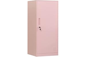 DAYTOYS 1 Door Metal Vertical Storage Locker for Kids Bedroom, Children Room, School, Office, Home,Stackable Steel Storage Cabinet for Toys, Sports Equipment,Anti-Falling Device. (1D, Pink)