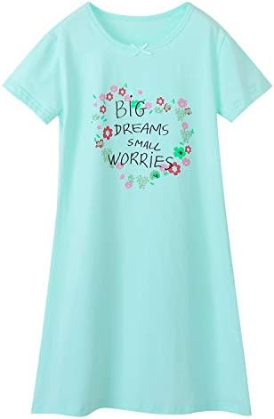Girls' Floral Nightgown Flower Printing Sleepwear Cotton Nightdress for 3-12 Years