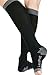Lace Poet Knee-High Yoga/Sleep Compression Toeless Socks (Black, Medium)