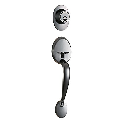 Double Door Entry HandleSet with Key and Knob Door Handle (for Entrance and Front Door) Reversible for Right and Left Handed and a Single Cylinder Deadbolt Handle Set in US15A,MDHST1998PW-AMZ