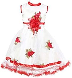 YAYAVAR™ Girls Net Made White & Red Colored Casual Frock for Girls - Set of 01 from 02-10 Years
