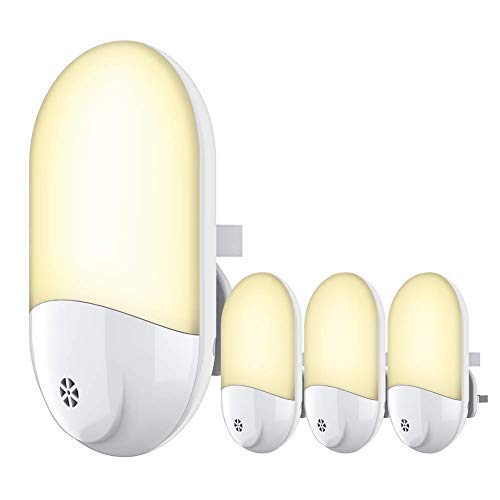 LED Night Light Plug in Wall – Automatic Plug-and-Play Dusk to Dawn Photocell Sensor Night Lighting Lamp, Sensor Night Light for Kids, Bedroom, Bathroom, Kitchen, Hallway, Stairs 4 Packs