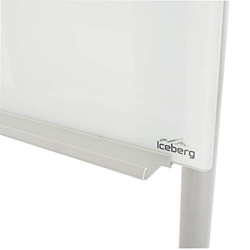 Iceberg Clarity Mobile Glass Easel, 36" x 48" x 74", Silver
