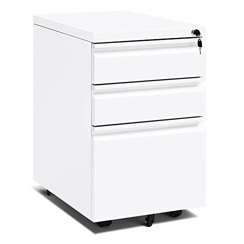 INTERGREAT 3 Drawer Filing with Lock, White File with