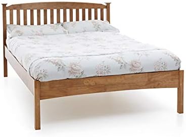 Ellie Low Foot End Wooden Bed Frame Opal White Or Oak Finish 3ft Single, 4ft, 4ft6 Double, 5ft King, 6ft Queen Size Slatted Style High Head End Bedstead With Slats.