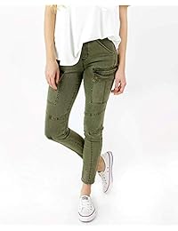 Pantalones vaqueros elásticos para dama, color verde oliva