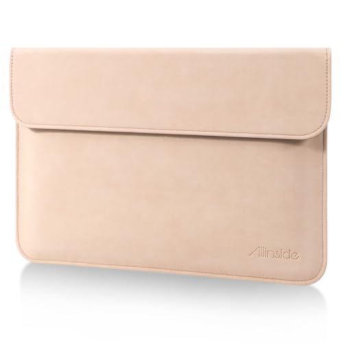 Allinside 13 Inch Laptop Sleeve Case for MacBook Air 13 2018-2026 (A2681/A3113/A3240/A2337/M5 A3449)/MacBook Pro 13 2016-2022 (A2289/A2251/M1/M2 A2338), PU Leather Envelope Laptop Case, Flesh Pink