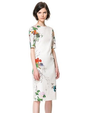 Amazon Zara Woman ザラ ホワイト フラワー ワンピース 膝丈 白 花柄