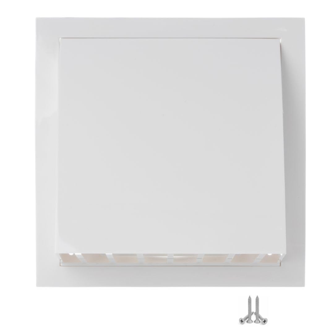 Ø 150mm / 6 inch White Plastic Cowled Ventilation Grille - Air Vent Cover with Backdraught Shutter/Gravity Flap - External Grille with Round Spigot