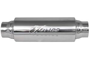 Jones Exhaust Resonator, 304 Stainless Steel (4" OD Body, 14" OAL) - 2.25" In/Out