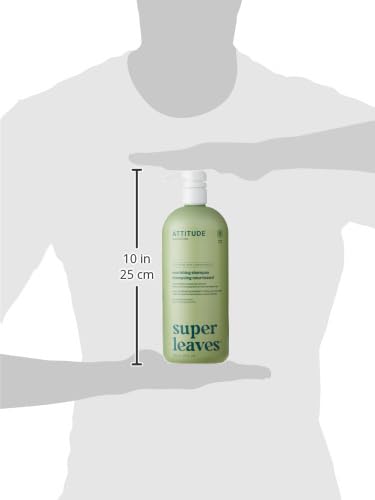 ATTITUDE NOURISHING HAIR SHAMPOO, EWG VERIFIED, FOR DRY AND DAMAGED HAIR, NATURALLY DERIVED INGREDIENTS, VEGAN AND PLANT BASED, GRAPESEED OIL AND OLIVE LEAVES, 32 FL OZ