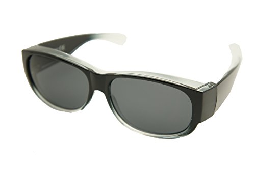 #1 Sale Fitover Lens Covers Sunglasses Wear Over Prescription Glass Polarized St7659pl (Medium: shiny black fade/polarized smoke lenses)