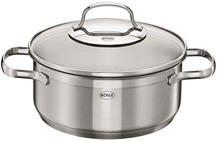 ELEGANCE batteria di pentole da 10 pezzi, 6 pentole da cucina, 1 inserto per la cottura a vapore, 2 padelle nel set, acciaio inox 18/10, adatta alla lavastoviglie e ai piani cottura a induzione