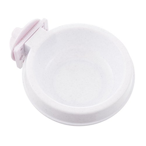URIJK Cage Dog Bowl - Hanging Plastic Shallow Dog Bowl with Bolt Holder - Removable Water Food Feeder Bowl Dish Cage Coop Cup for Pet Cat Bird Puppy