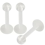 16g 16 gauge 1.2mm 3/8 10mm Flexible Clear Acrylic Lip Bar Labret Ring Monroe Ear Tragus 3mm AQXS 3Pcs
