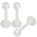 16g 16 gauge 1.2mm 3/8 10mm Flexible Clear Acrylic Lip Bar Labret Ring Monroe Ear Tragus 3mm AQXS 3Pcs