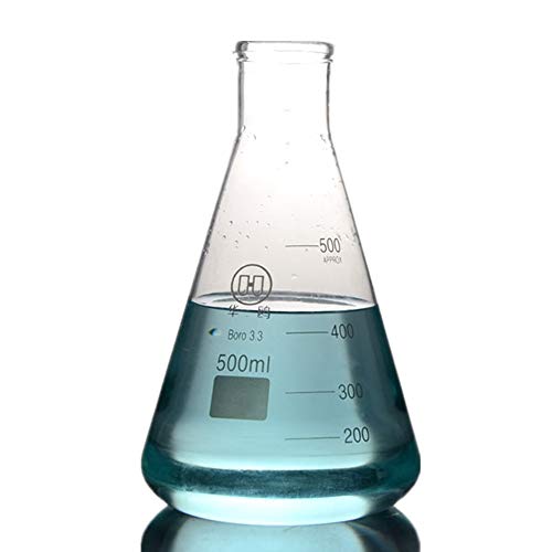 Deschem 500ml,Lab Glass Erlenmeyer Flask,Laboratory Conical Bottle,Normal Neck,Narrow Mouth