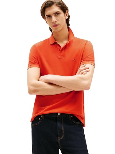 Tommy Hilfiger Men's Garment Dyed Regular Short Sleeve Polo,Brilliant Orange Me…