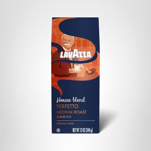 LAVAZZA HOUSE BLEND PERFETTO GROUND COFFEE 12OZ BAG, MEDIUM ROAST, FULL-BODIED, INTENSITY 3/5, 100% ARABICA, IDEAL FOR DRIP BREWERS, (PACK OF 1) – PACKAGE MAY VARY