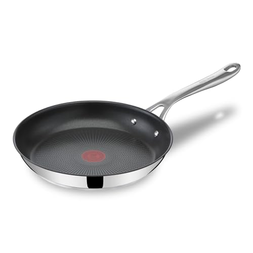 Jamie Oliver - Sartén 24 cm, Apto inducción, antiadherente, revestimiento titanio, Thermo-signal, apto lavavajillas y horno, acero inoxidable