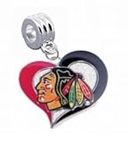 Chicago Blackhawks Swirl Heart Charm with Connector - Universal Slide On Charm - 