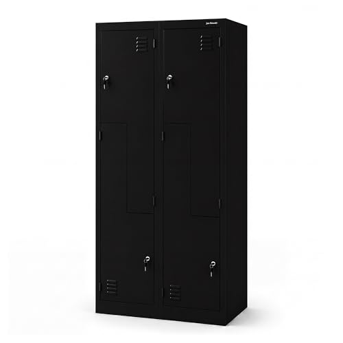 Jan Nowak Metal Wardrobe Lockable 185 x 80 x 45 cm Locker Metal Locker Personal Cabinet with 4 Compartments Clothes Rail Ventilation Lock