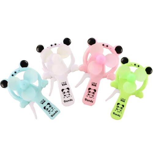 Skystal, One Color Mini Manual Panda Pattern Handheld Fan Comes Randomly in Four Colors, Plastic Personal Student Fan, Children Hand Press Manual Fan, Kids Toy Fan (Green, White, Blue, Pink Random)