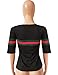 Women's Casual Ribbed Ribbon Stripe Patchwork Half Sleeve T-Shirt Tops Black XXL