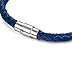 FUNRUN JEWELRY 3PCS Stainless Steel Leather Bracelet Men Women Braided Rope Wrist Cuff Magnetic Clasp 6MM 8 inches