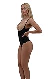 Seamless Firm Control Shapewear Open bust Bodysuit Body Shaper Thong Black