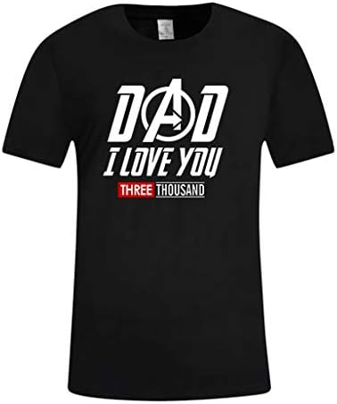 Dicomi Men's Summer Casual Print Shirt,Short Sleeve T-Shirt,Gift for DAD I Love You 3000 Tops Gray