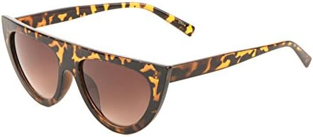 SUNGLASS LUXE - Flat Top Rhinestone Crystal Diamond Cat Eye Sunglasses (Demi)