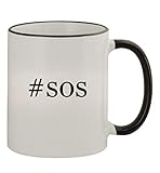 #sos - 11oz Colored Handle and Rim Coffee Mug, Black