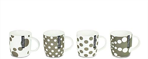 New Bone China Mugs Set of 4 Polka Dot Design Tea Coffee Home Kitchen Office Cup Coffee Cups Tea Cups Mug Set Modena Tableware Dining