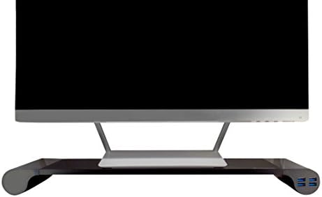 tekbotic Slim Monitor Stand with USB 3.0 hub with AC adapter (4A) Power User Edition | aluminum unibody and ABS design | PC &amp; Mac (black)