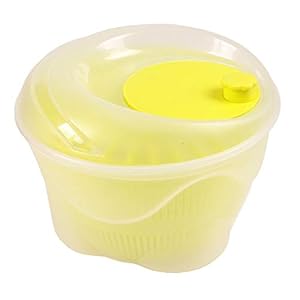 Slacentrifuge, sladroger, afdruipzeef, serveerschaal, keukenzeef centrifuge groen