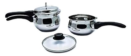 KenCook 3.5 Liter + 2.5 Liter Stainless Steel Combi Pack Handi Pressure Cooker (Induction Based)