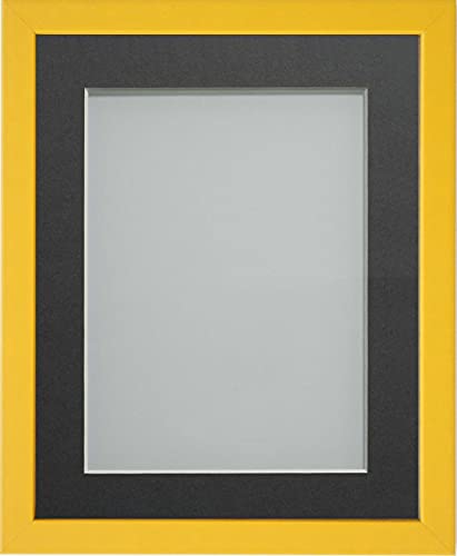 Frame Company Jellybean Range Mustard Yellow Wooden A3 Picture Photo Frame with Grey Mount for Image A4 * Choice of Colours & Sizes* Fitted with Perspex