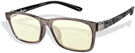 Flux 2083 Protective Computer Glasses with Anti-Glare Blue-Blocking Lens to Reduce Eyestrain UV400 Video Gaming (Crystal Grey / Silver Cloud, Amber)