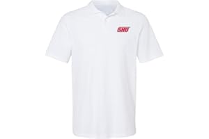 CAMPUS LAB Official NCAA Men's 100% Cotton Knit Polo Short Sleeve Shirt Primary Logo Collection, White