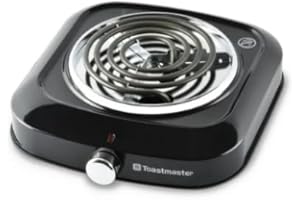 Electric Single Burner with Coil Top and Chrome Knob, Compact, light and easy to use.